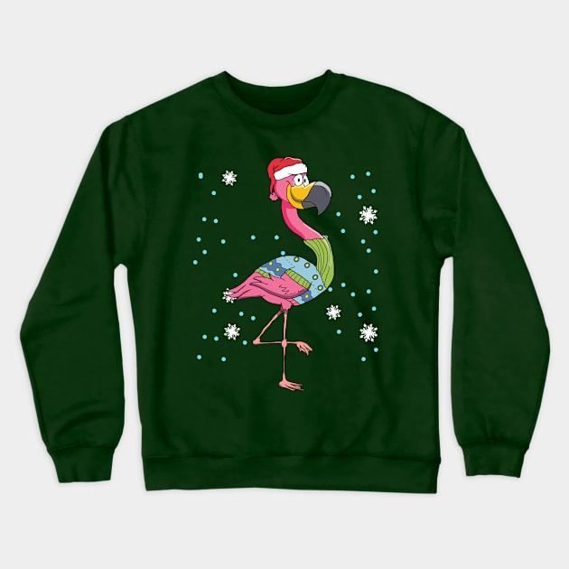 Pink Flamingo Christmas Crewneck Sweatshirt by E